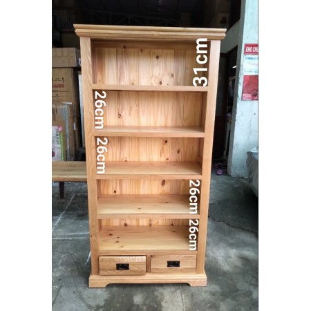 French Oak - 90cm : Kệ Sách Gỗ Sồi 5 Tầng + 2 Ngăn Kéo French Oak - 90cm : Kệ Sách Gỗ Sồi 5 Tầng + 2 Ngăn Kéo